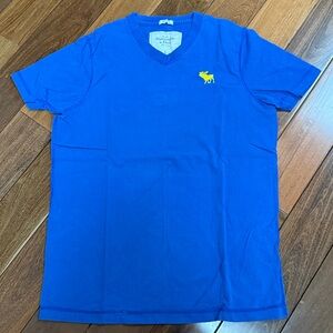 Abercrombie & Fitch Blue V-Neck with Yellow Logo